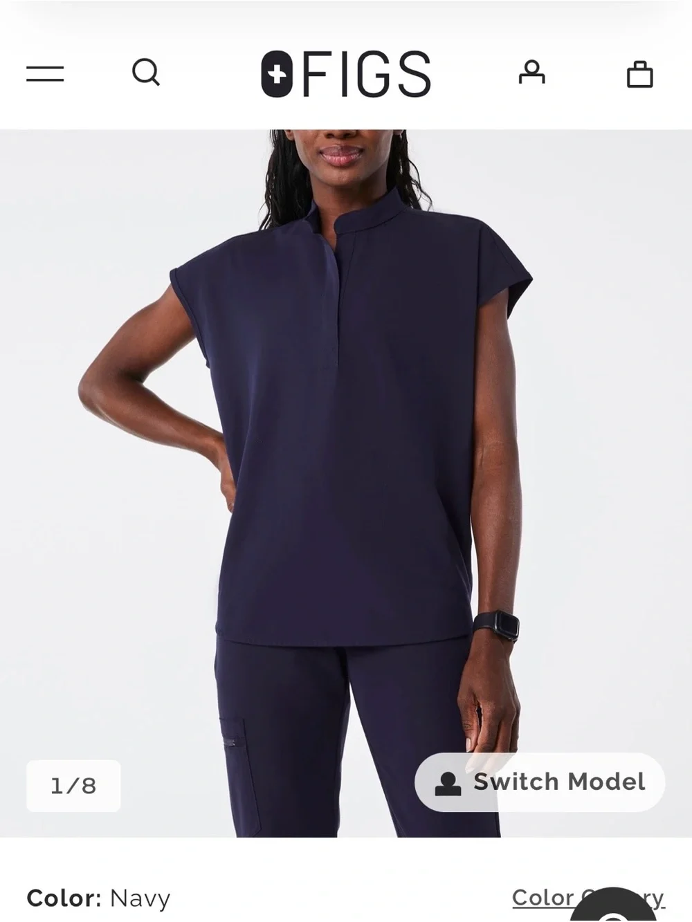 FIGS Navy Rafaela Oversized Scrub Top